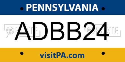 ADBB24 Pennsylvania License Plate
