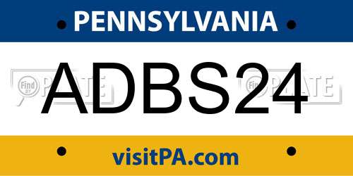ADBS24 Pennsylvania License Plate