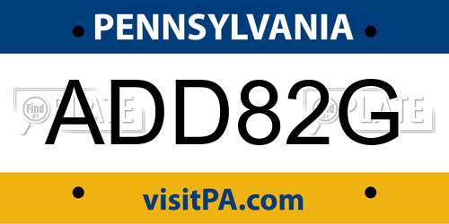 ADD82G Pennsylvania License Plate