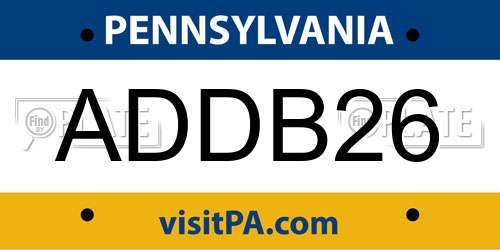 ADDB26 Pennsylvania License Plate