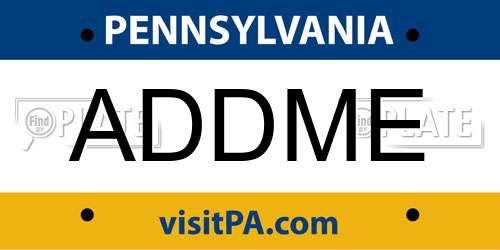 ADDME Pennsylvania License Plate