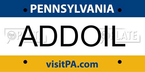 ADDOIL Pennsylvania License Plate