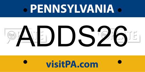 ADDS26 Pennsylvania License Plate