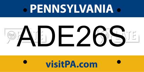 ADE26S Pennsylvania License Plate