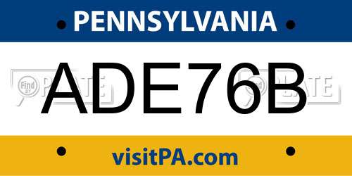 ADE76B Pennsylvania License Plate
