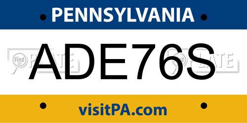 ADE76S Pennsylvania License Plate