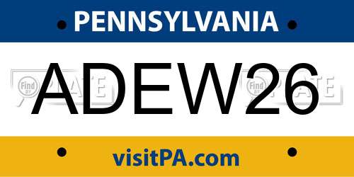 ADEW26 Pennsylvania License Plate