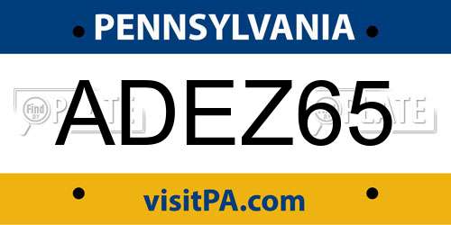 ADEZ65 Pennsylvania License Plate