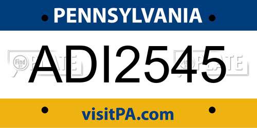 ADI2545 Pennsylvania License Plate