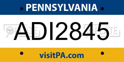 ADI2845 Pennsylvania License Plate