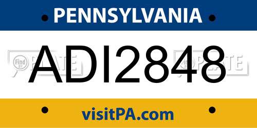 ADI2848 Pennsylvania License Plate