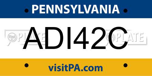 ADI42C Pennsylvania License Plate