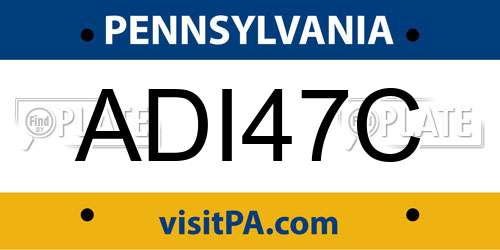 ADI47C Pennsylvania License Plate