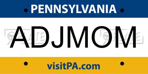 ADJMOM Pennsylvania License Plate