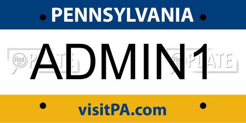 ADMIN1 Pennsylvania License Plate