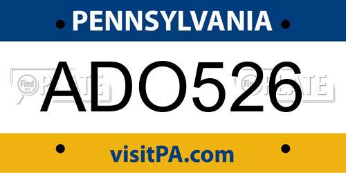 ADO526 Pennsylvania License Plate