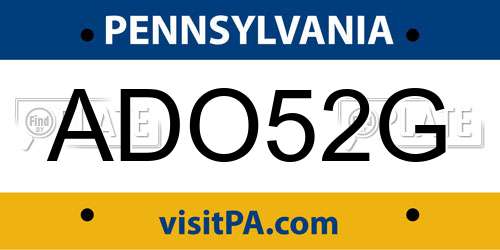 ADO52G Pennsylvania License Plate