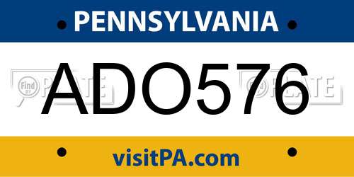ADO576 Pennsylvania License Plate