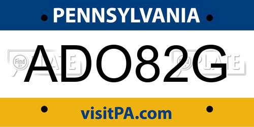 ADO82G Pennsylvania License Plate