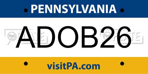 ADOB26 Pennsylvania License Plate