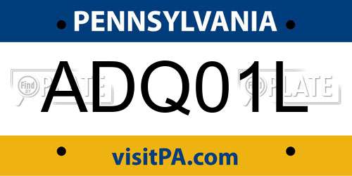 ADQ01L Pennsylvania License Plate