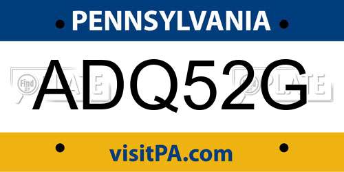 ADQ52G Pennsylvania License Plate