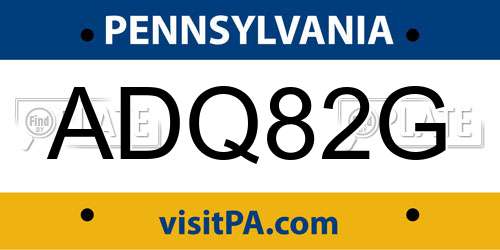 ADQ82G Pennsylvania License Plate