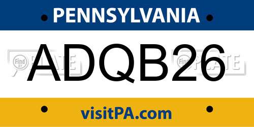 ADQB26 Pennsylvania License Plate