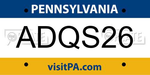 ADQS26 Pennsylvania License Plate