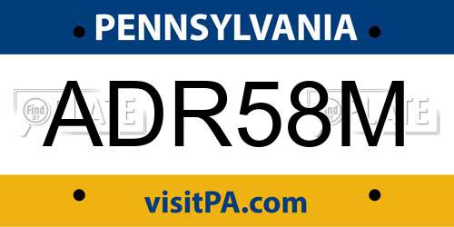 ADR58M Pennsylvania License Plate