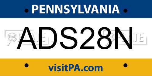 ADS28N Pennsylvania License Plate