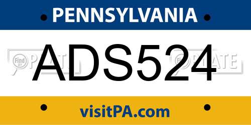 ADS524 Pennsylvania License Plate