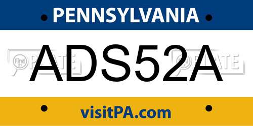 ADS52A Pennsylvania License Plate