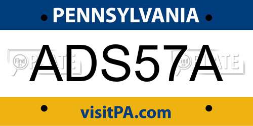 ADS57A Pennsylvania License Plate