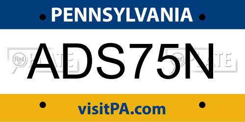 ADS75N Pennsylvania License Plate