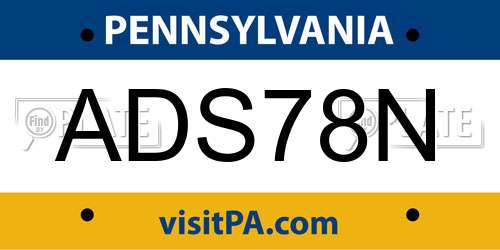 ADS78N Pennsylvania License Plate