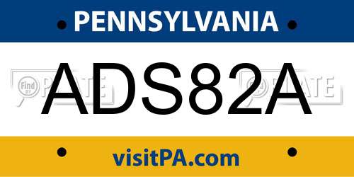 ADS82A Pennsylvania License Plate