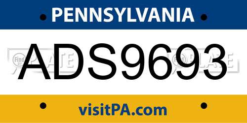 ADS9693 Pennsylvania License Plate