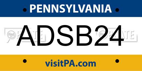 ADSB24 Pennsylvania License Plate