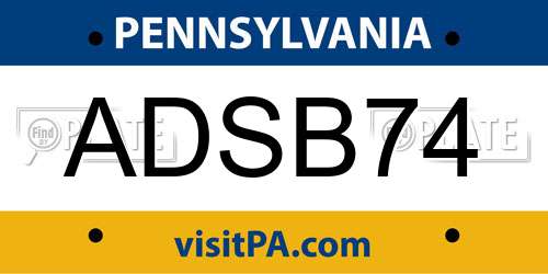 ADSB74 Pennsylvania License Plate