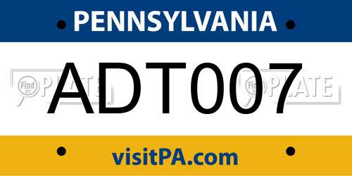 ADT007 Pennsylvania License Plate