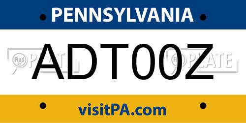 ADT00Z Pennsylvania License Plate
