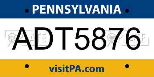 ADT5876 Pennsylvania License Plate