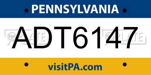 ADT6147 Pennsylvania License Plate