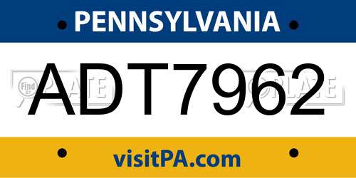 ADT7962 Pennsylvania License Plate