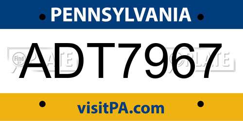 ADT7967 Pennsylvania License Plate