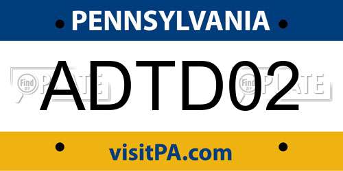 ADTD02 Pennsylvania License Plate
