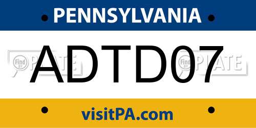 ADTD07 Pennsylvania License Plate