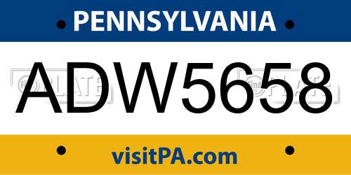 ADW5658 Pennsylvania License Plate