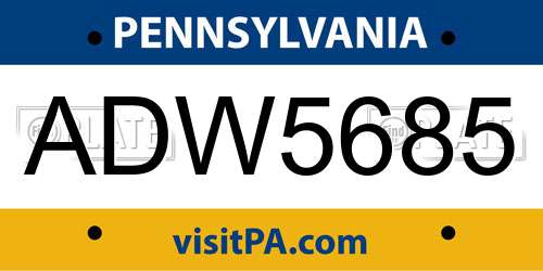 ADW5685 Pennsylvania License Plate